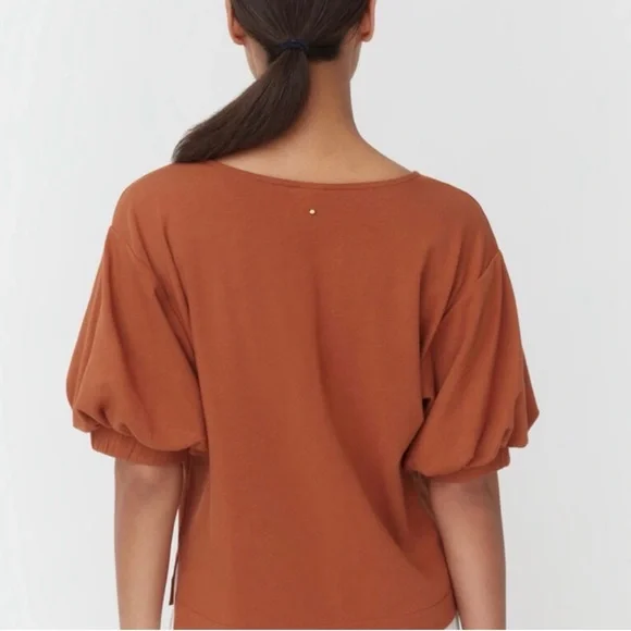 Cuyana Rust Puff Sleeve Tee - Picture 2 of 6